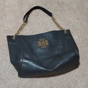 Tory Burch Black Leather Chain Handle Purse
